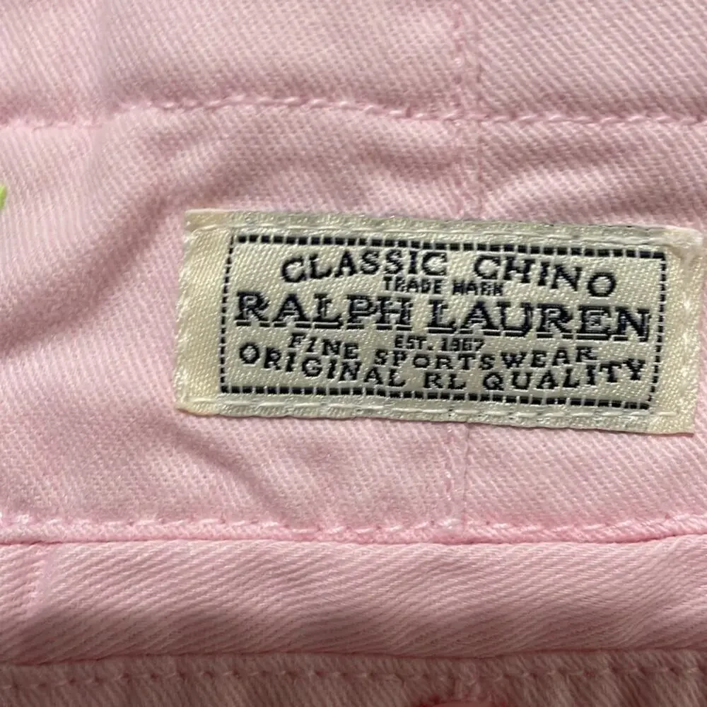 Ralph Lauren 5 pink cotton chino short green embroidered turtles nwt perfect